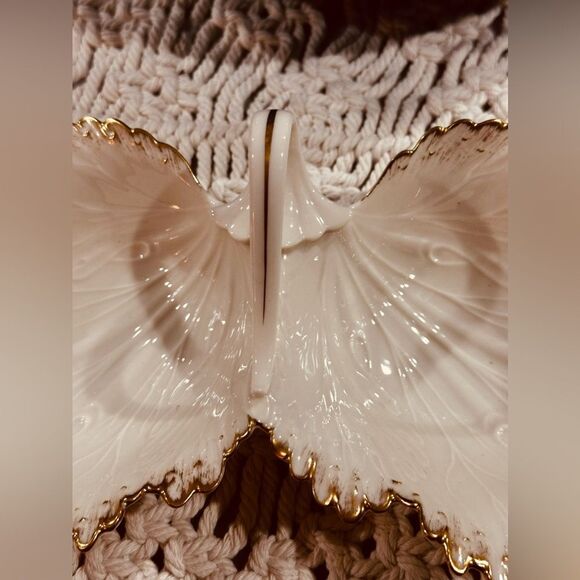 Lenox Blue Angel wing divided bowl With Gold Edges Vintage - Picture 4 of 5